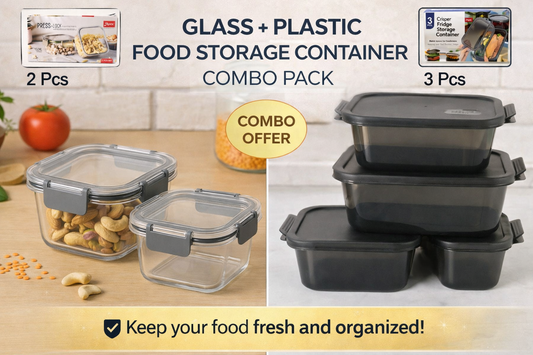 Airtight Food Storage & Fridge Organizer Combo – 5 Pc Container Set